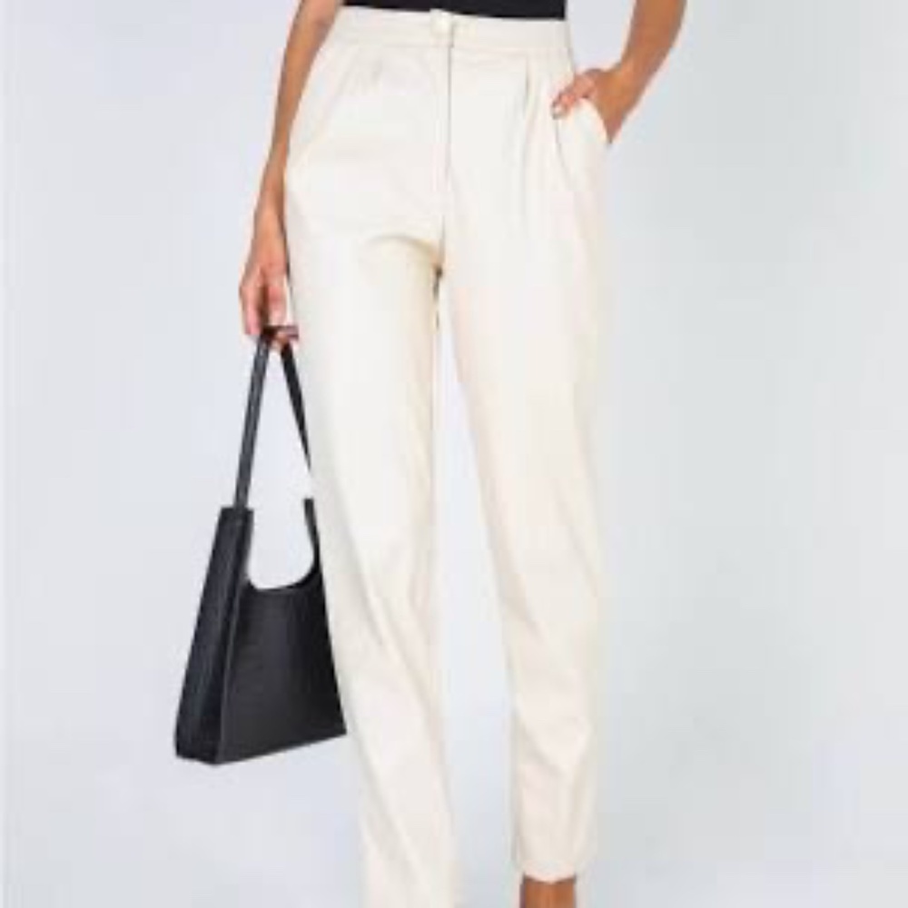Princess Polly NWT Love Club Cream Pleated High Waist Pants Sz‎ 6